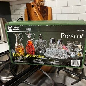 Vintage Anchor Hocking prescut glass Serve-ware Collection set